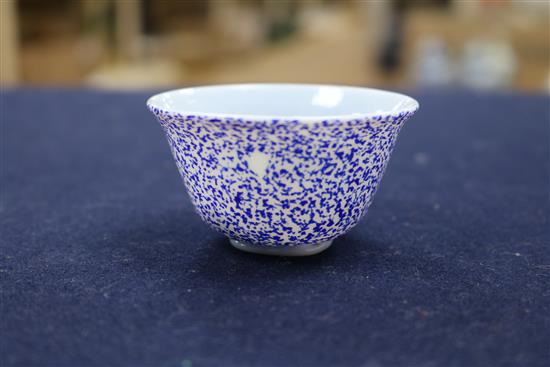 An 18th century Venetian powder blue glass teabowl and saucer, in imitation of Chinese export wares